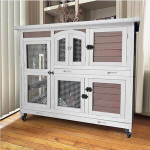 White and Brown Small Pet Hutch